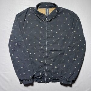 Scotch‎ & Soda Jacket Mens Large Black Tan Reversible Bomber Floral Zip Pockets